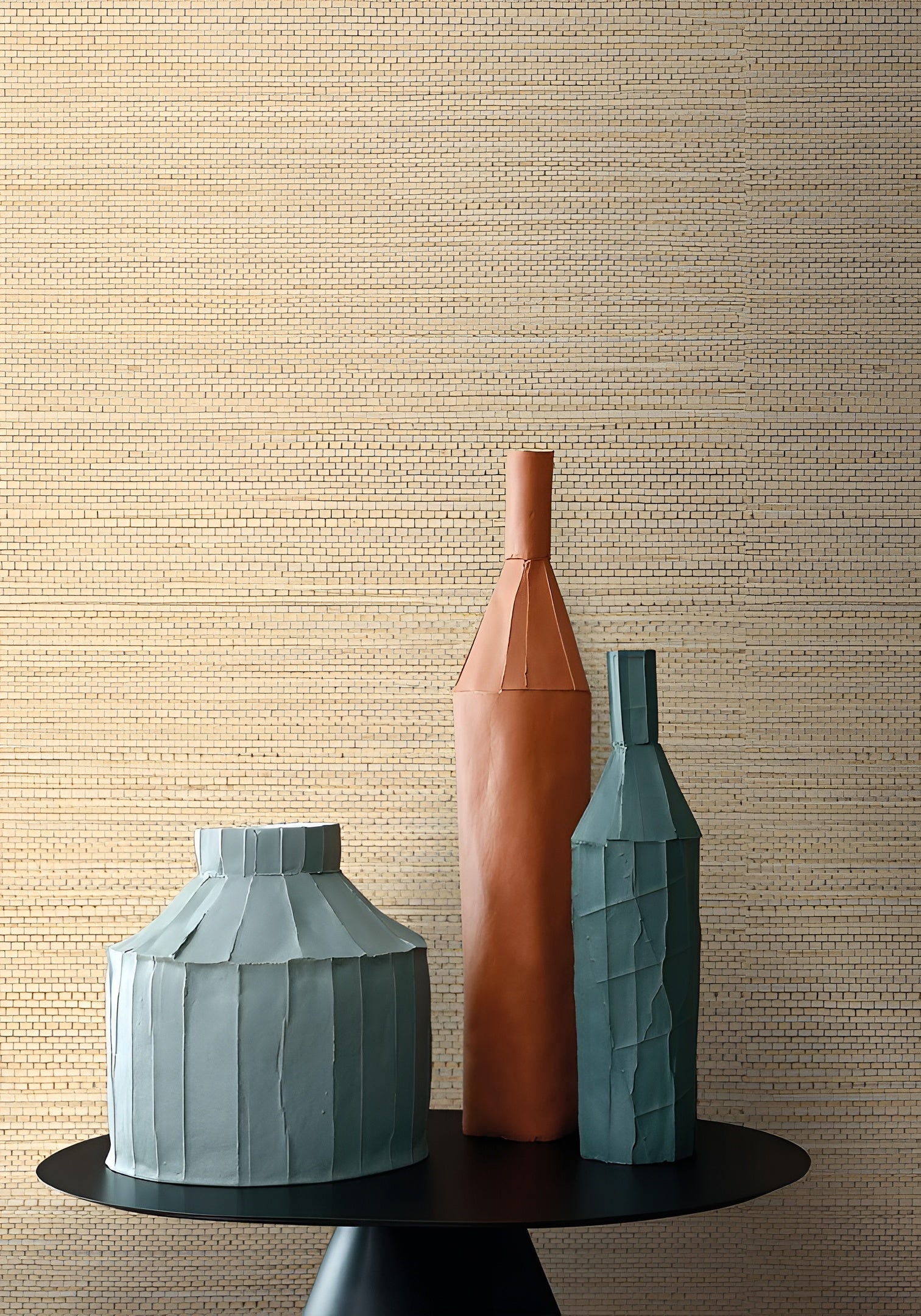 Strukturierte Tapete, die Seegrasfasern imitiert ZOSTERA - COQUILLE sandfarben