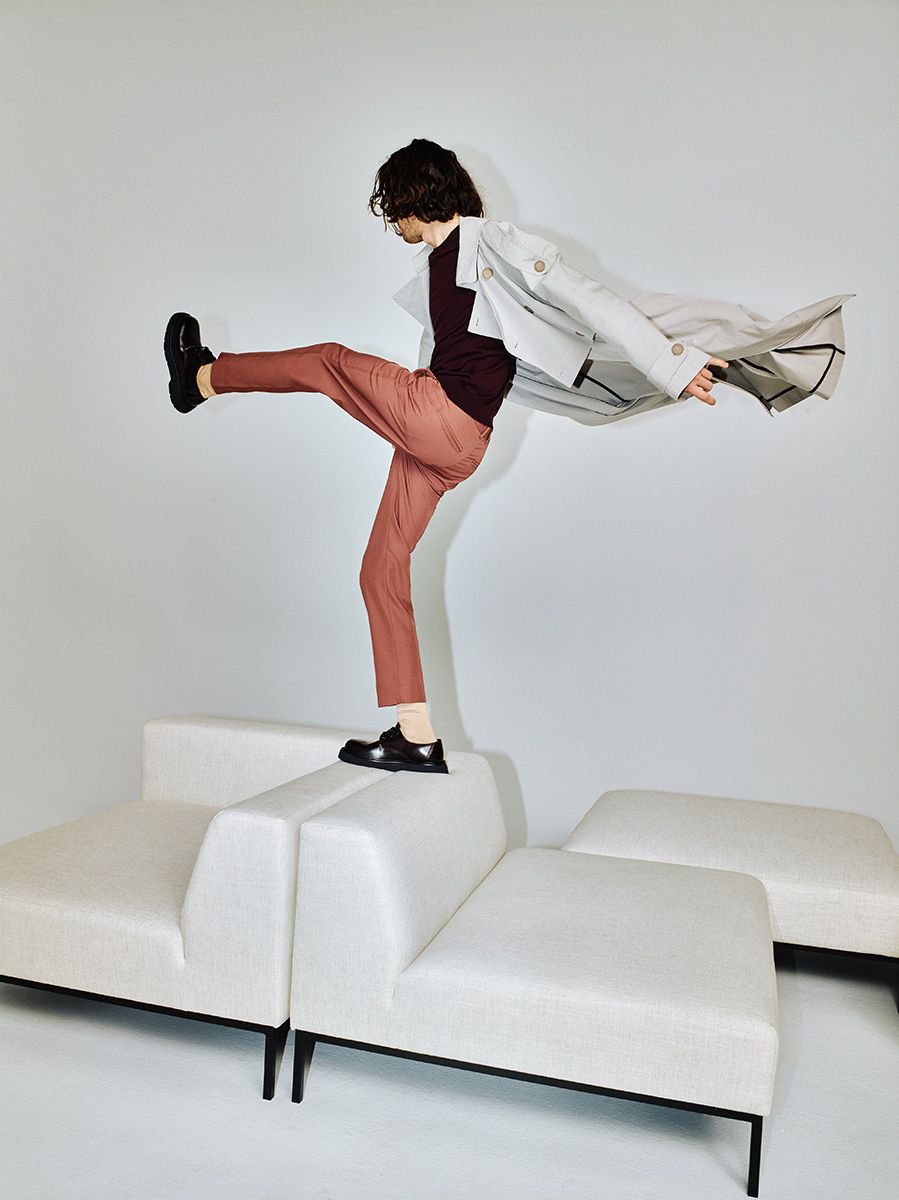 Upholstered HOLDEN Armchair with Black Base