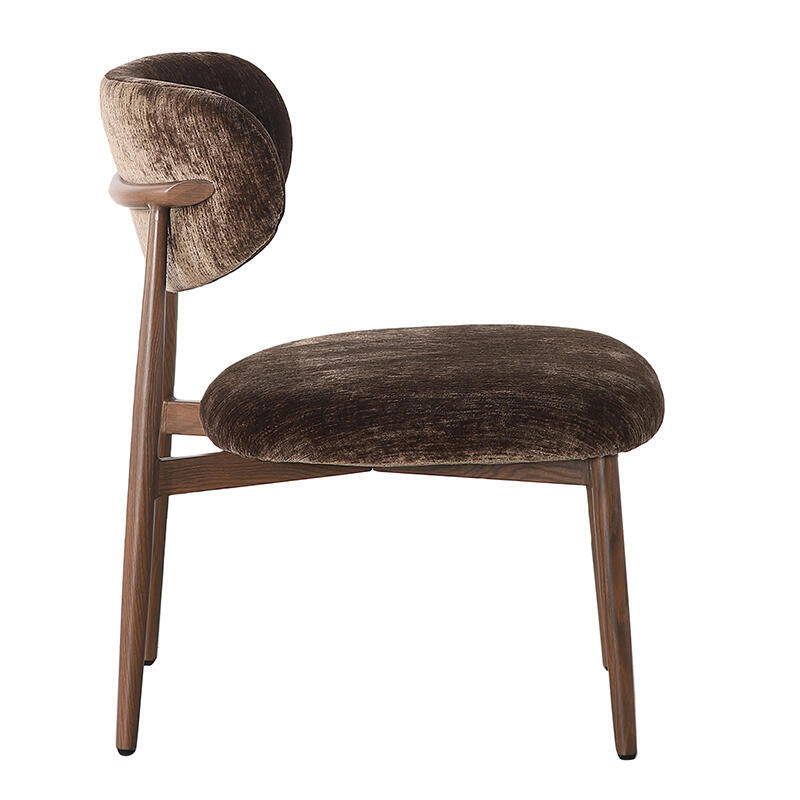JAPANDI fauteuil bruin met een donkere houten basis