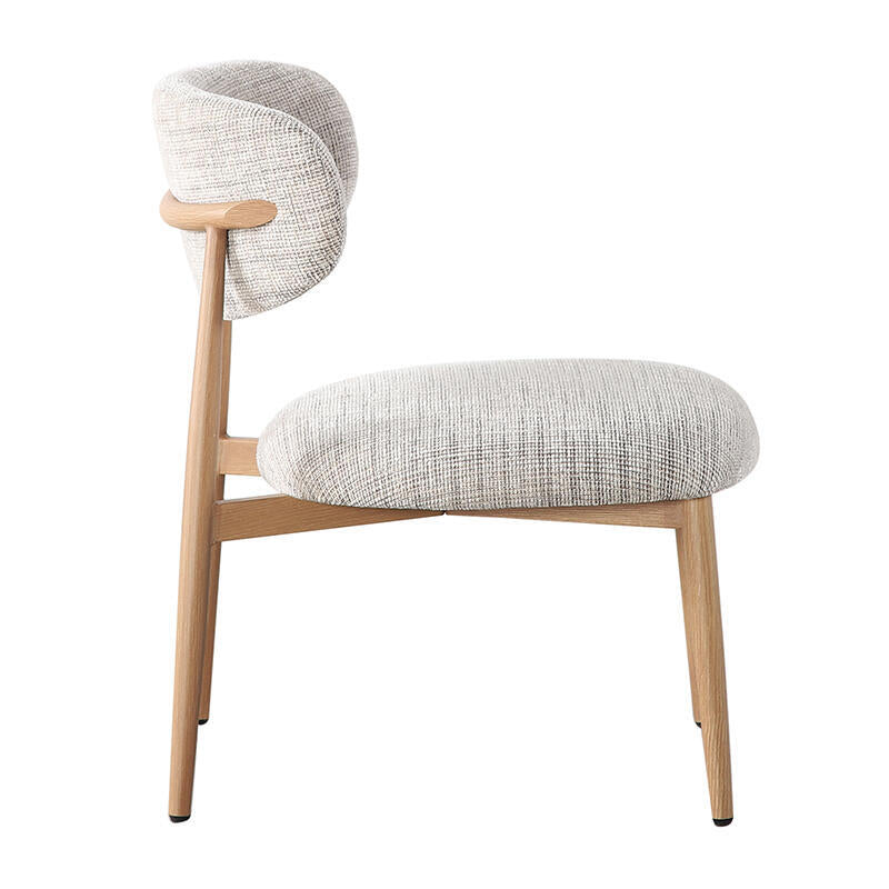 JAPANDI fauteuil grijsbeige met houten basis