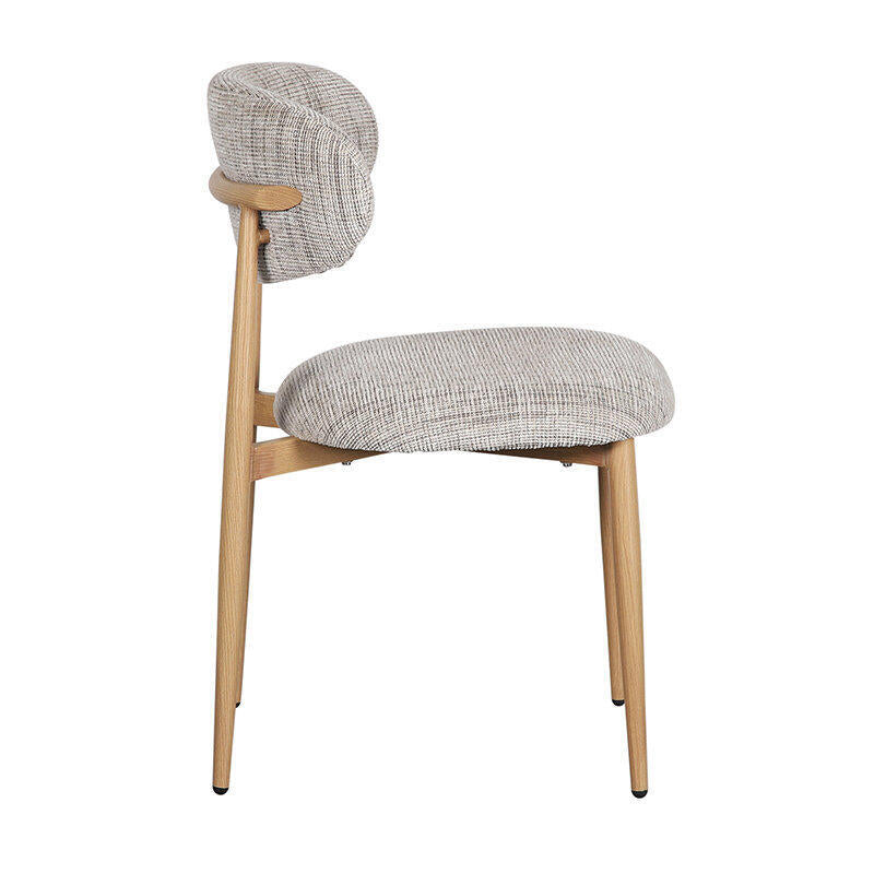 JAPANDI stoel grijsbeige met houten basis