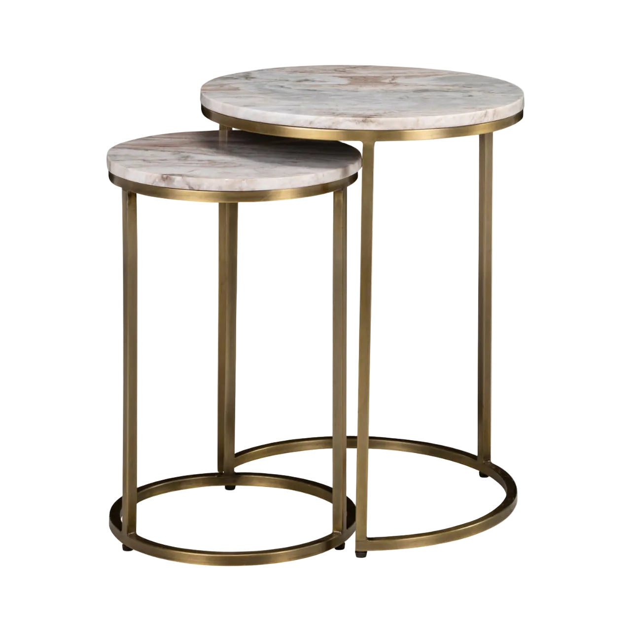 Seitentisch-Set BOTTEGA gold mit Marmorplatte