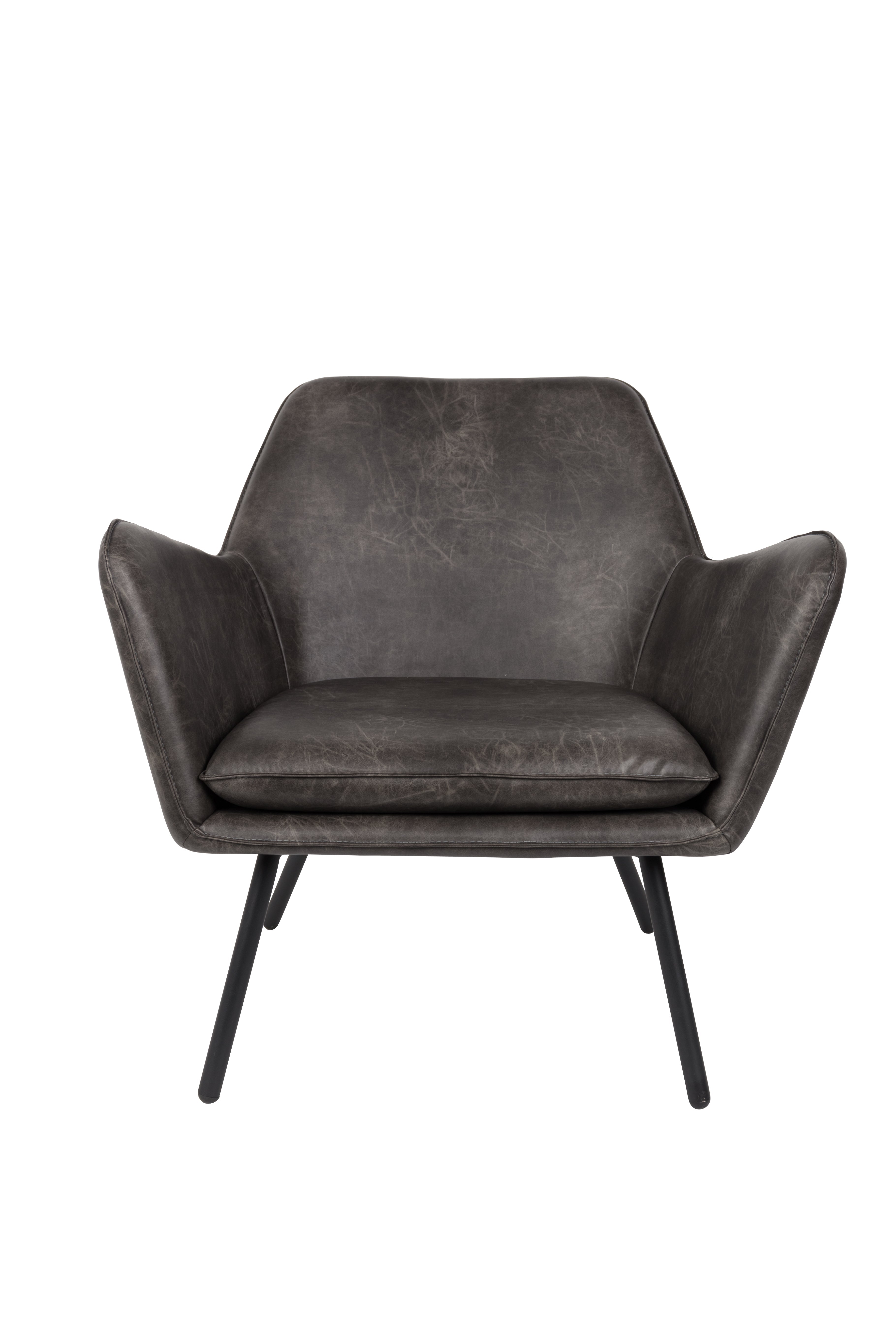 Fauteuil BON donkergrijs ecologisch leer