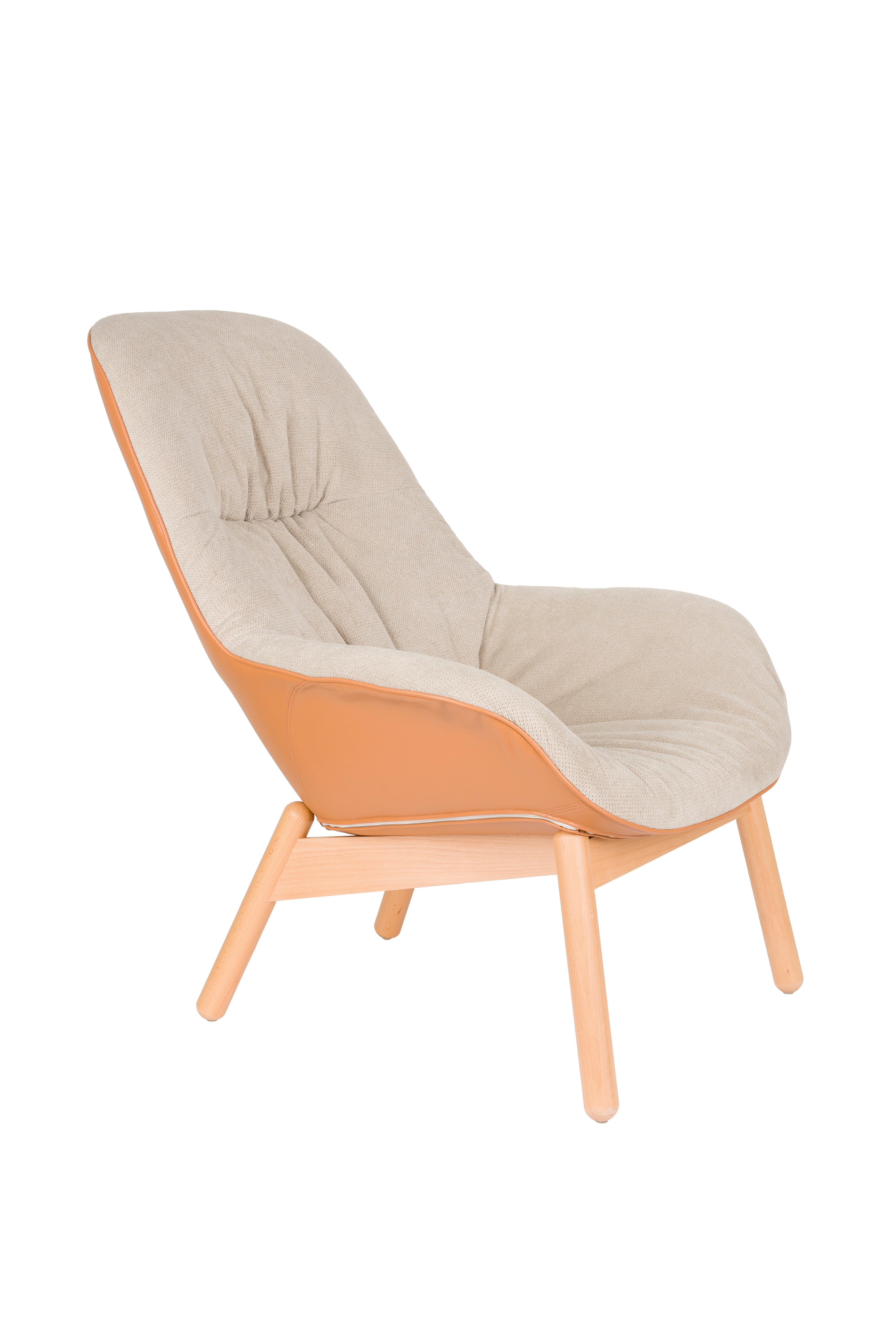 DUKE beige armchair with wooden base