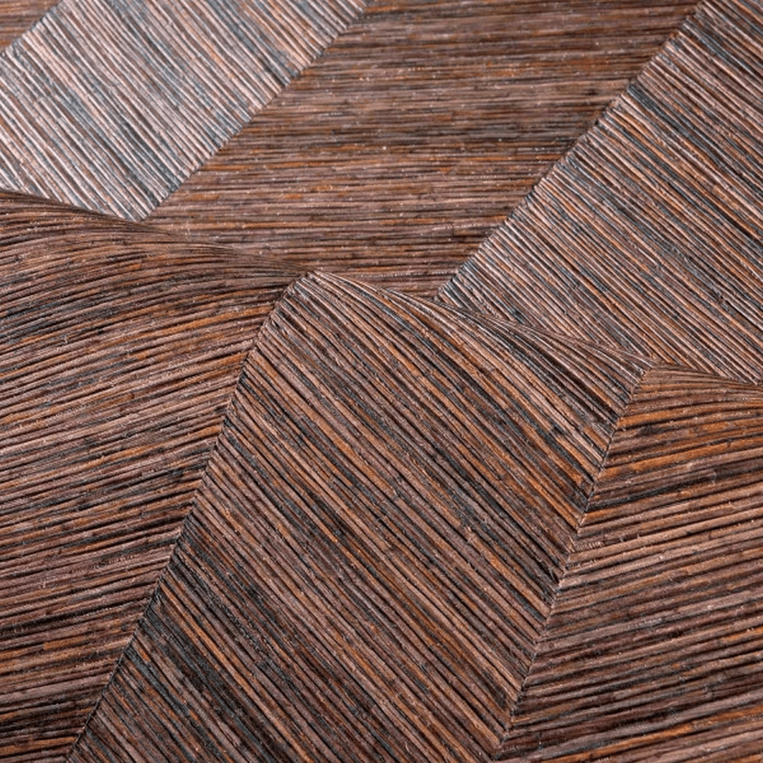 Geometrische Struktur-Tapete, die Holz mit Fischgrätmuster imitiert - OCOTEA - CÈDRE ROUGE braun