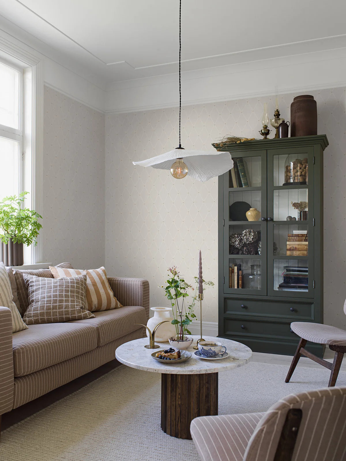 Geometrisch patroon behang FREDRIK lichtbeige