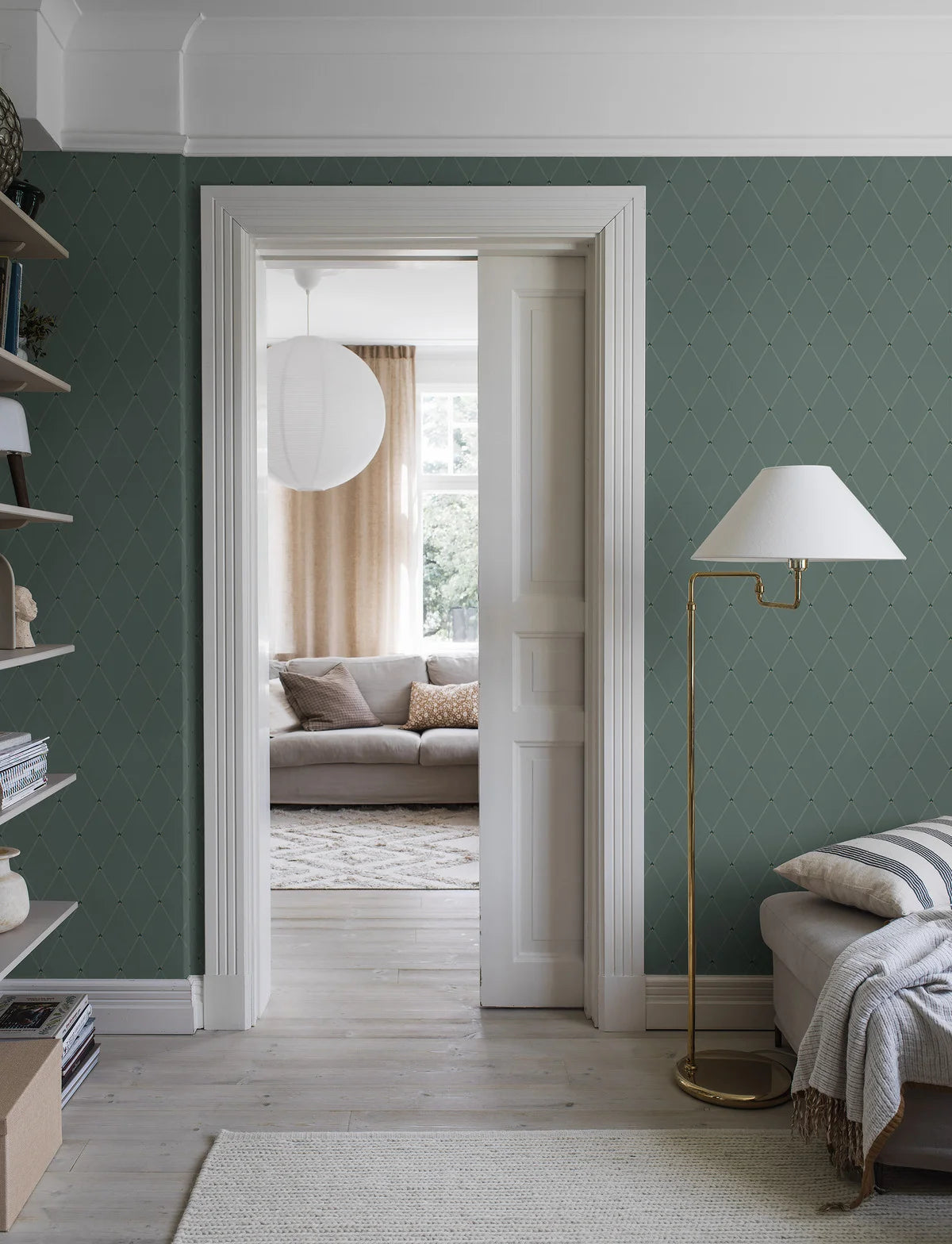 FREDRIK Dark Green Geometric Pattern Wallpaper