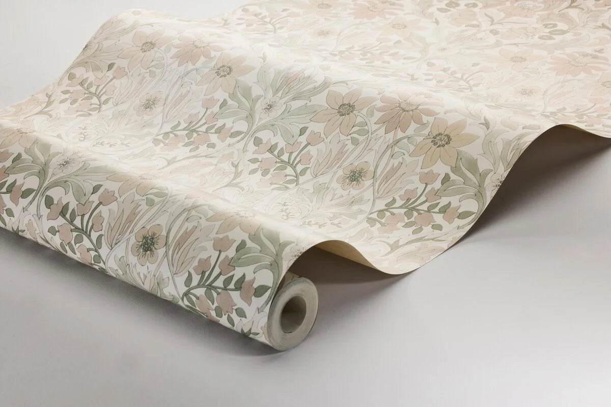 Beige wandtapijt met plantenmotief BLOMSTERFRÖJD