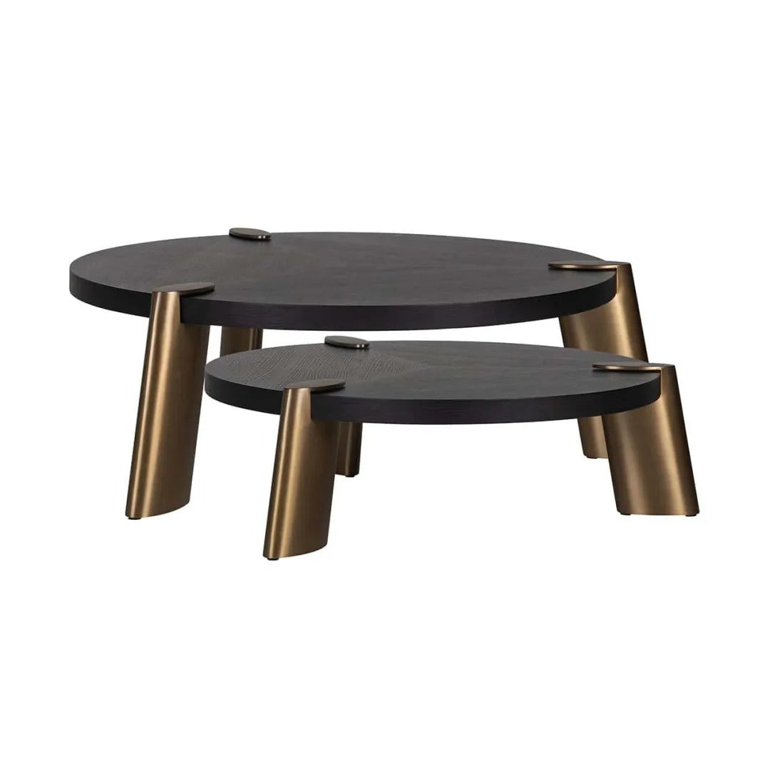 Set van salontafels BRODY zwart met messing voet