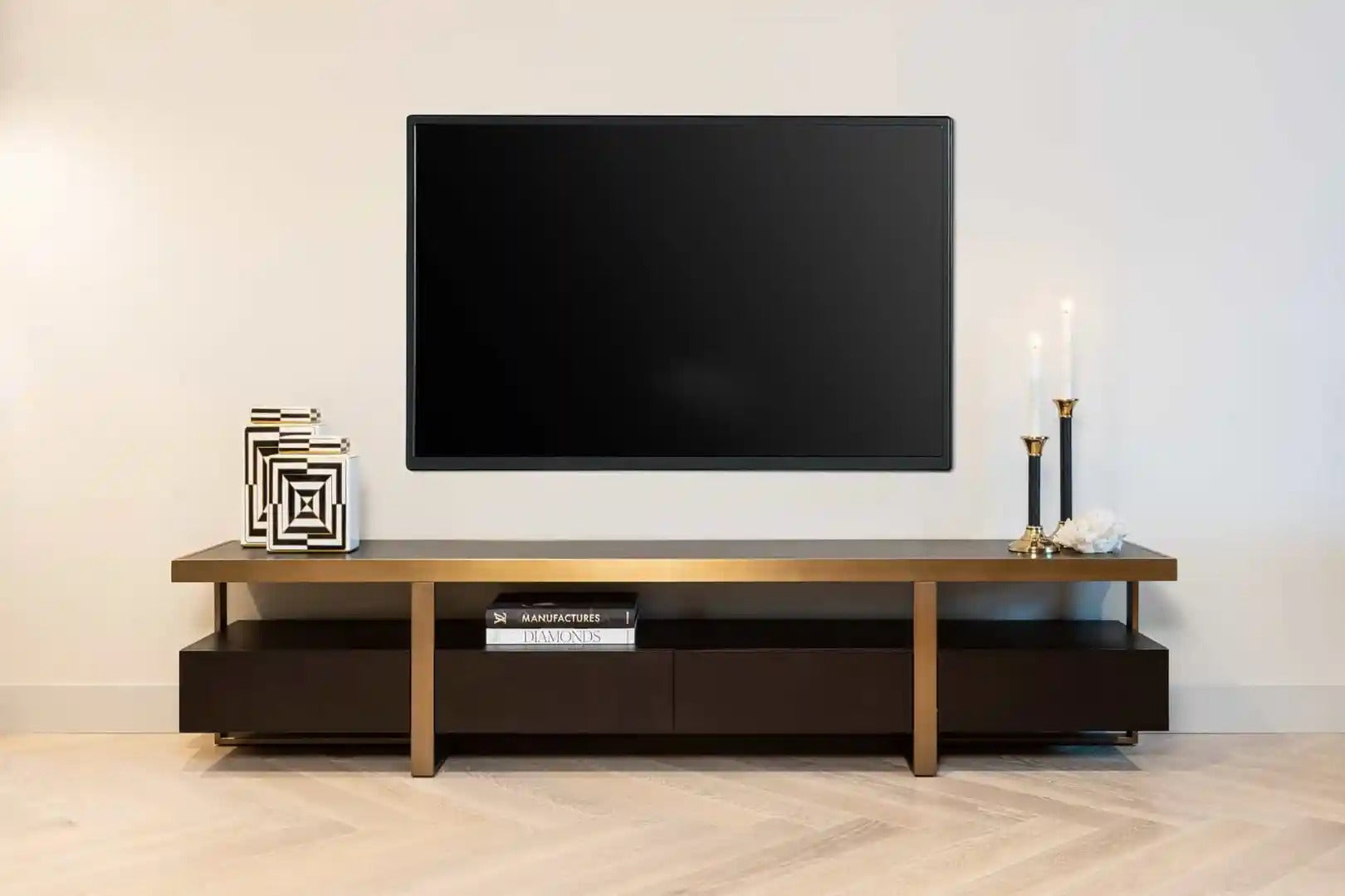 DIDDLEY TV Cabinet black with brass finish