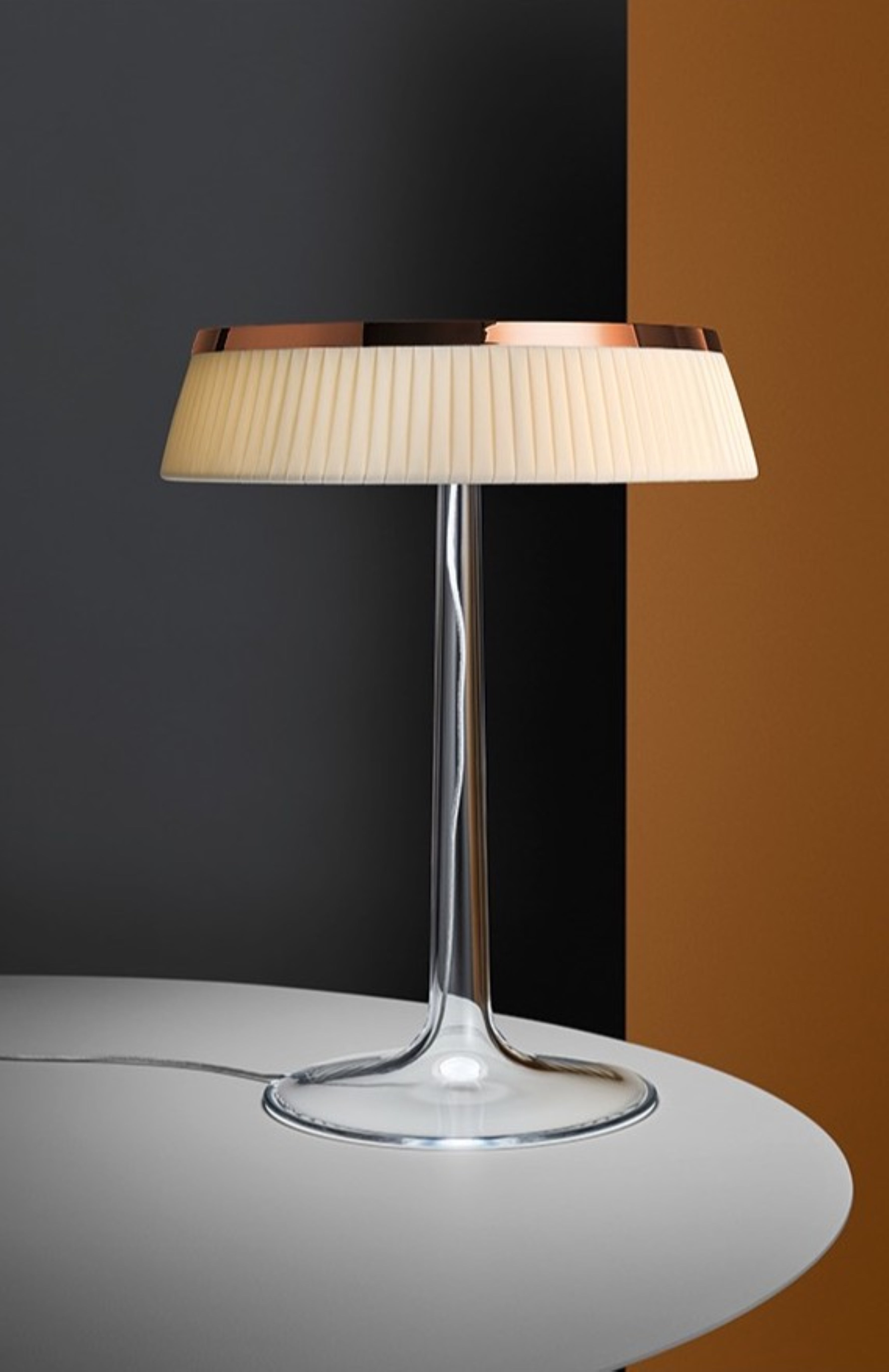 BON JOUR Copper Table Lamp with Fabric Shade