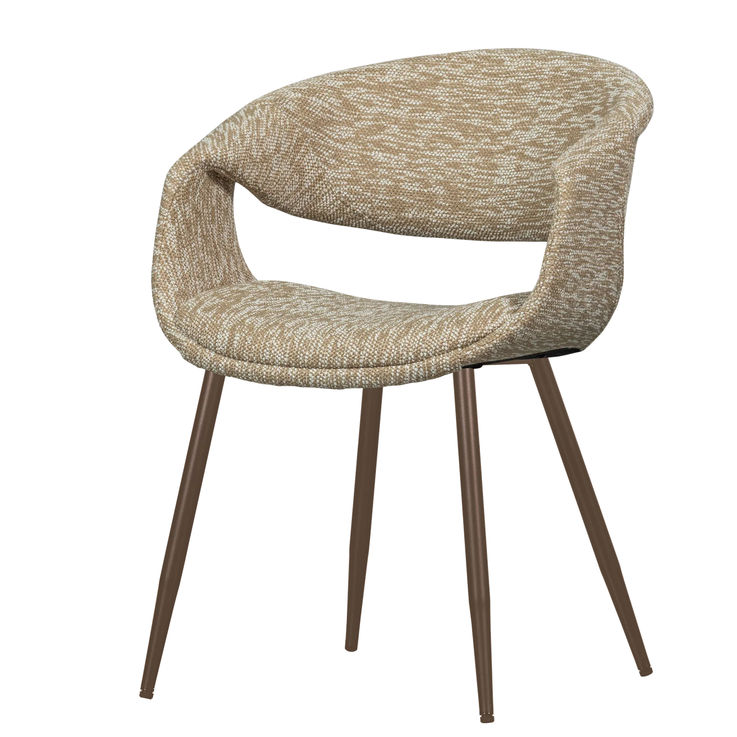 YOSSI Armchair in Beige with Brown Metal Base