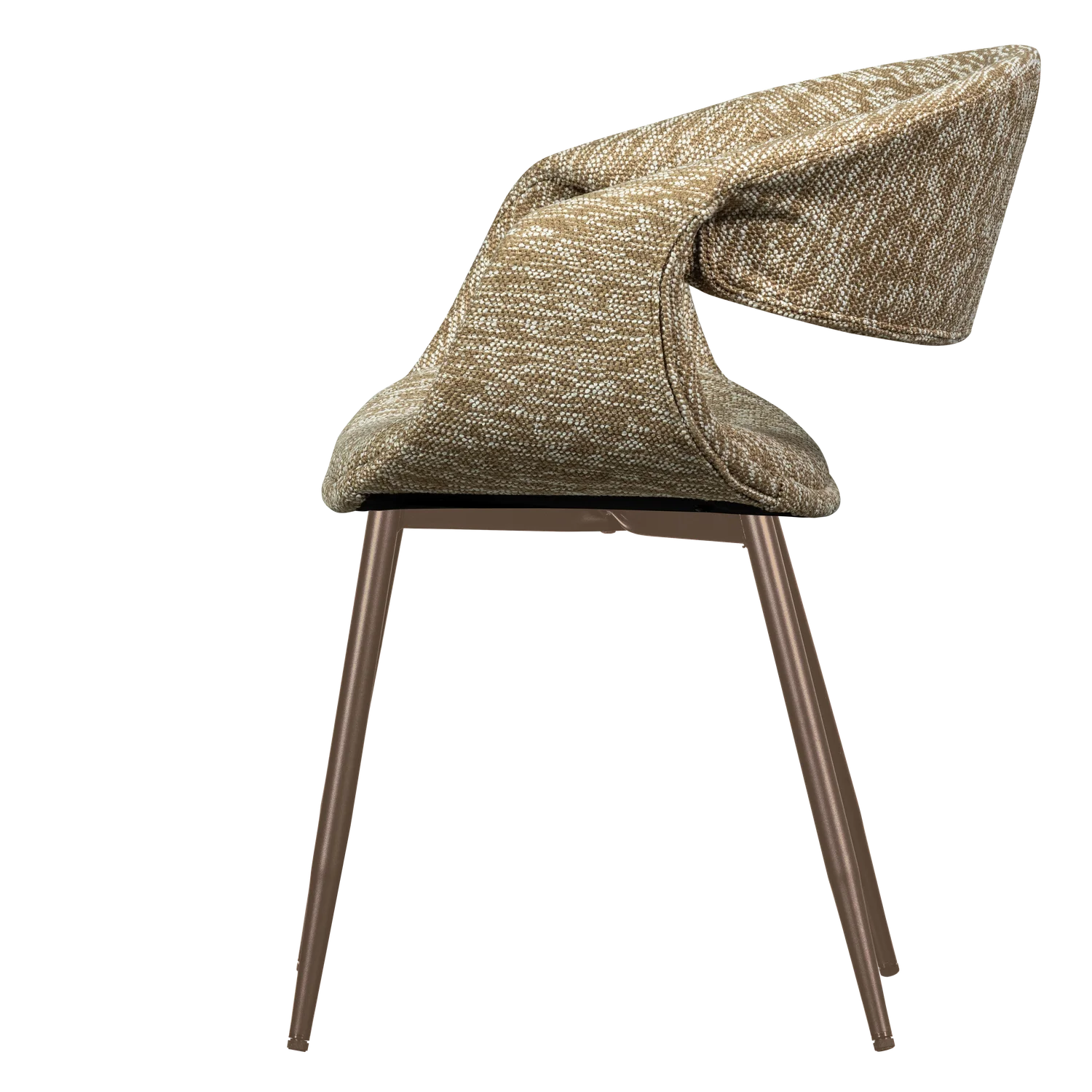 YOSSI Armchair in Beige with Brown Metal Base