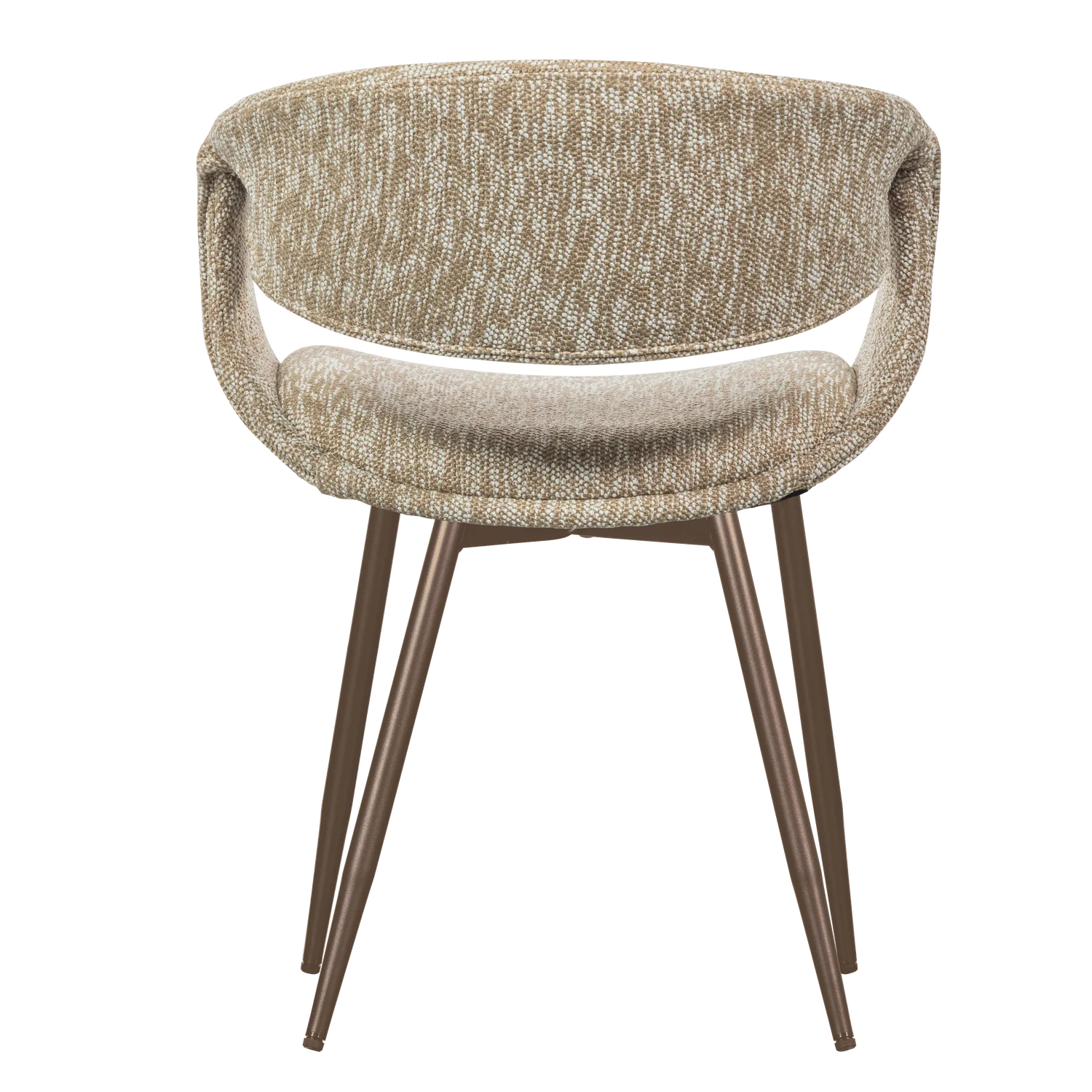 YOSSI Armchair in Beige with Brown Metal Base
