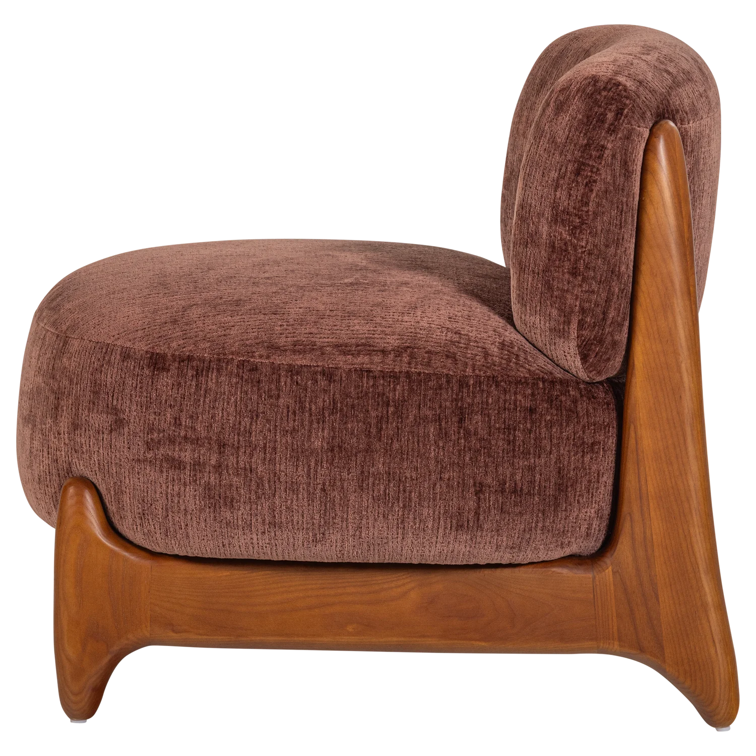 Fauteuil RUNI bordeaux met houten basis