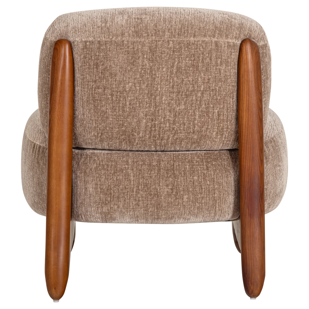 Fauteuil RUNI zandkleurig met houten basis