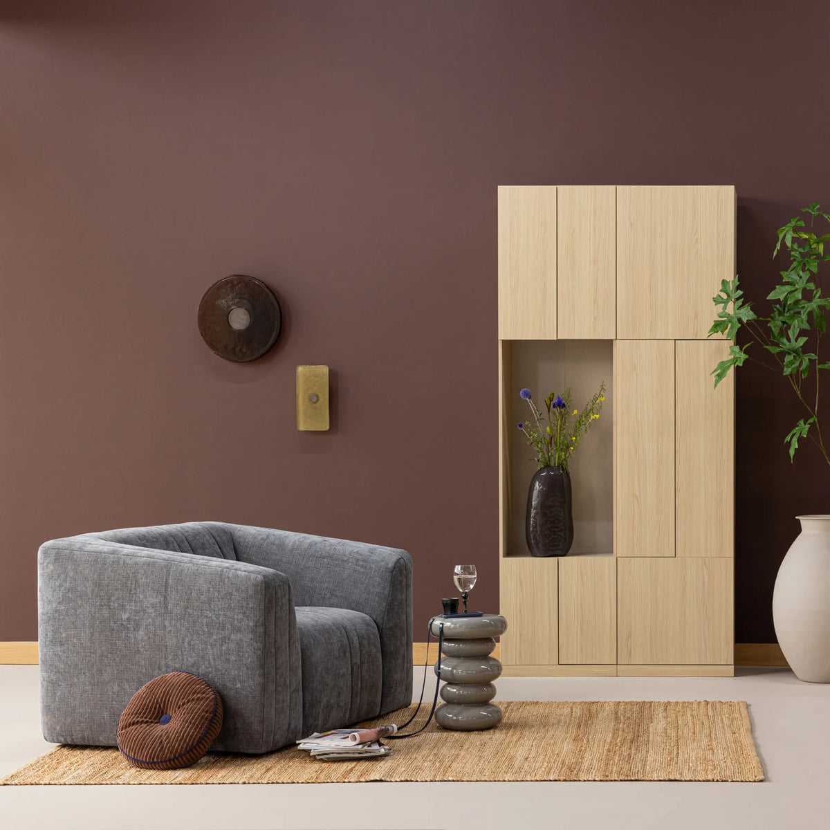 Fauteuil OMAIRE bruin chenille