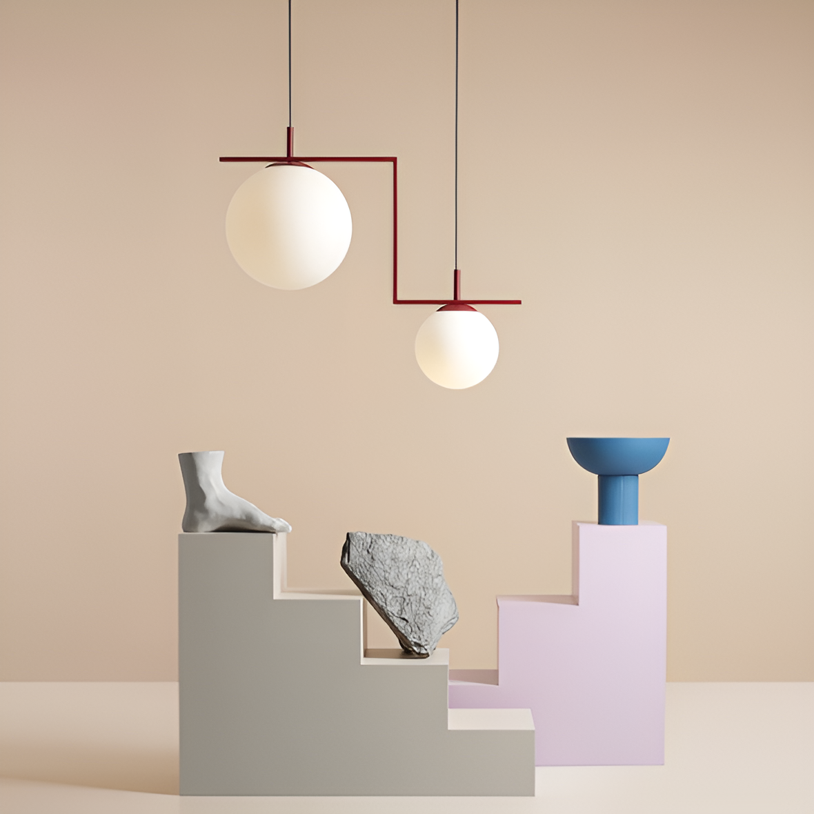 ZAC DUO burgunderfarbene Hängelampe