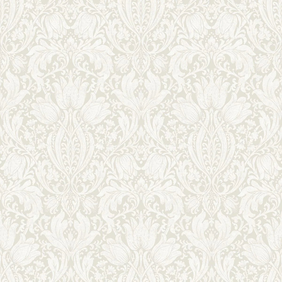 Non-woven paper wallpaper with a plant pattern ALBA beige with white