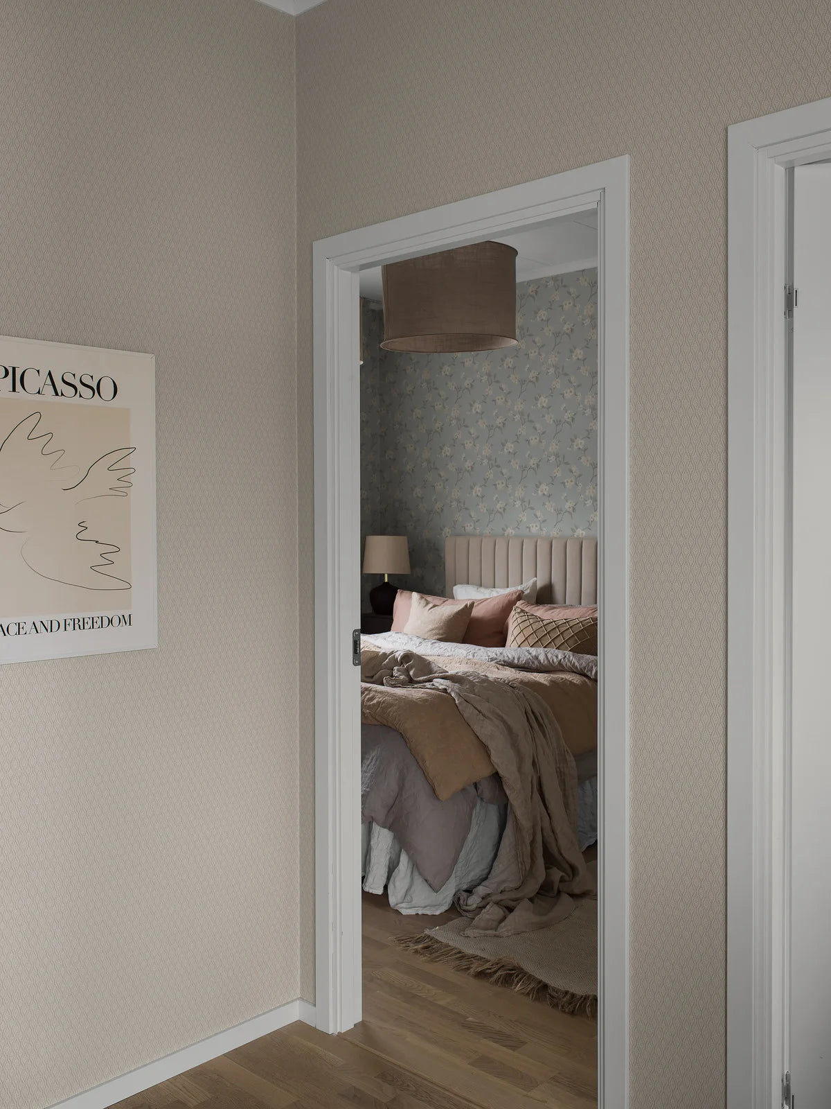 Non-woven paper wallpaper with a plant pattern MOA light brown