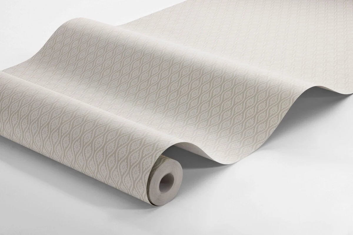 Non-woven paper wallpaper with a plant pattern MOA light brown