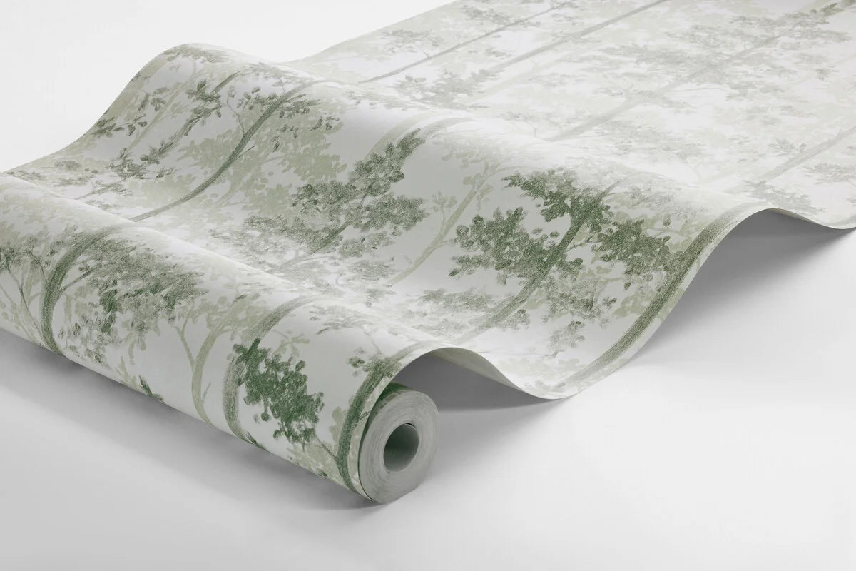 Non-woven paper wallpaper with a plant pattern RONJA light green