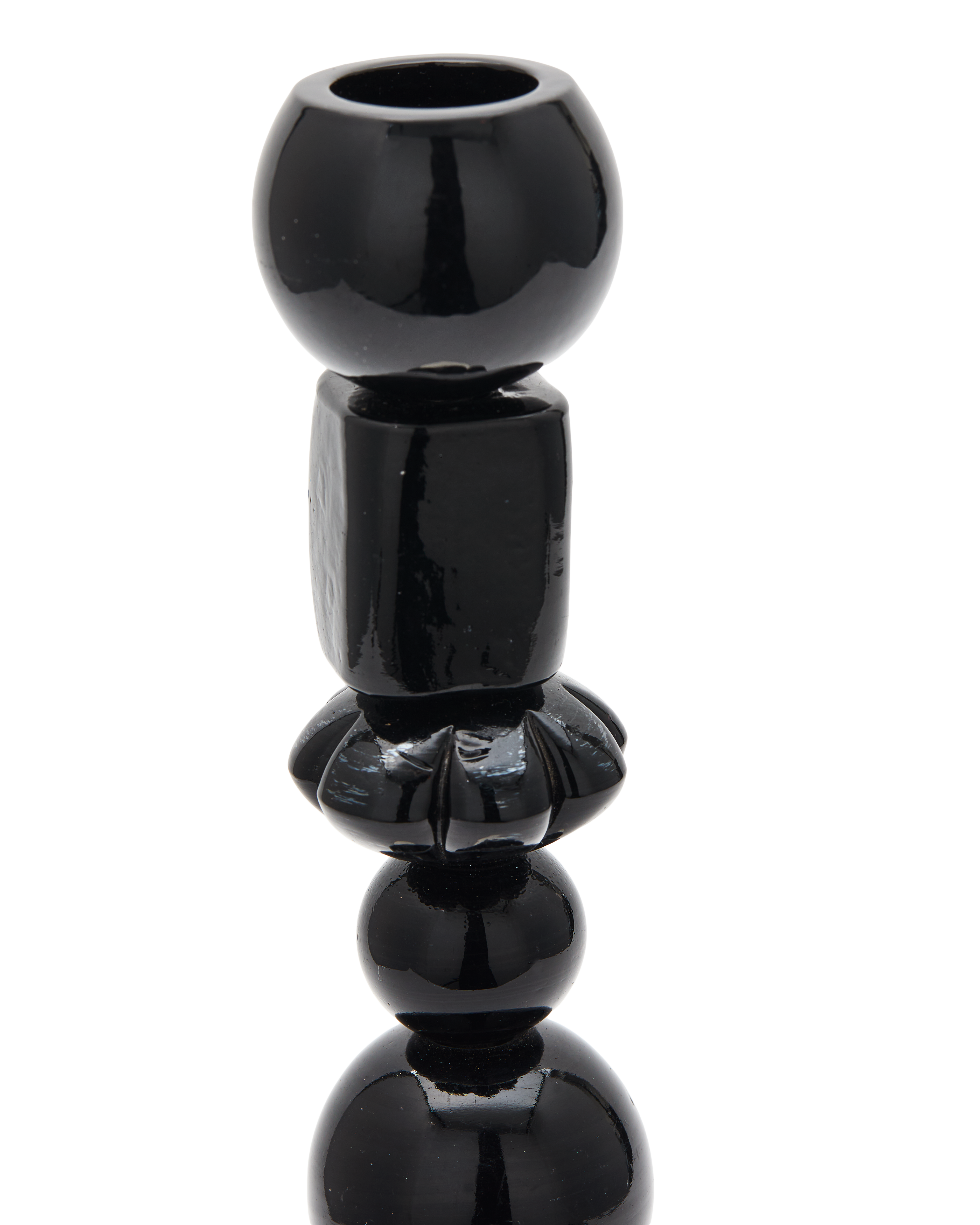 Świecznik pojedynczy BEADS czarny ze srebrnymi elementami