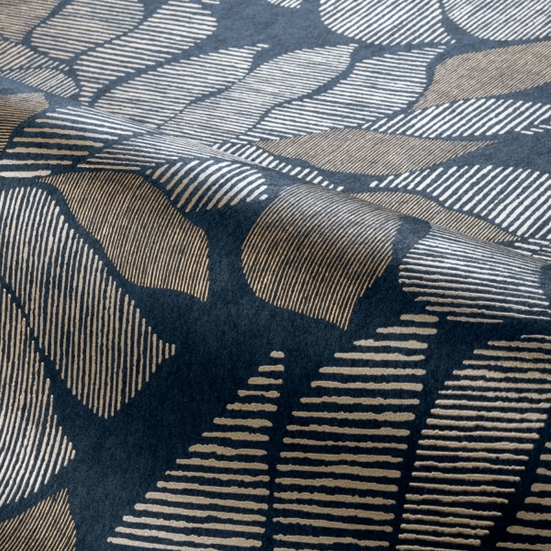 Tapete mit Pflanzenmotiv von Palmenblättern mit metallic Effekt LONTARA - NOIR/DORÉ schwarz mit Gold