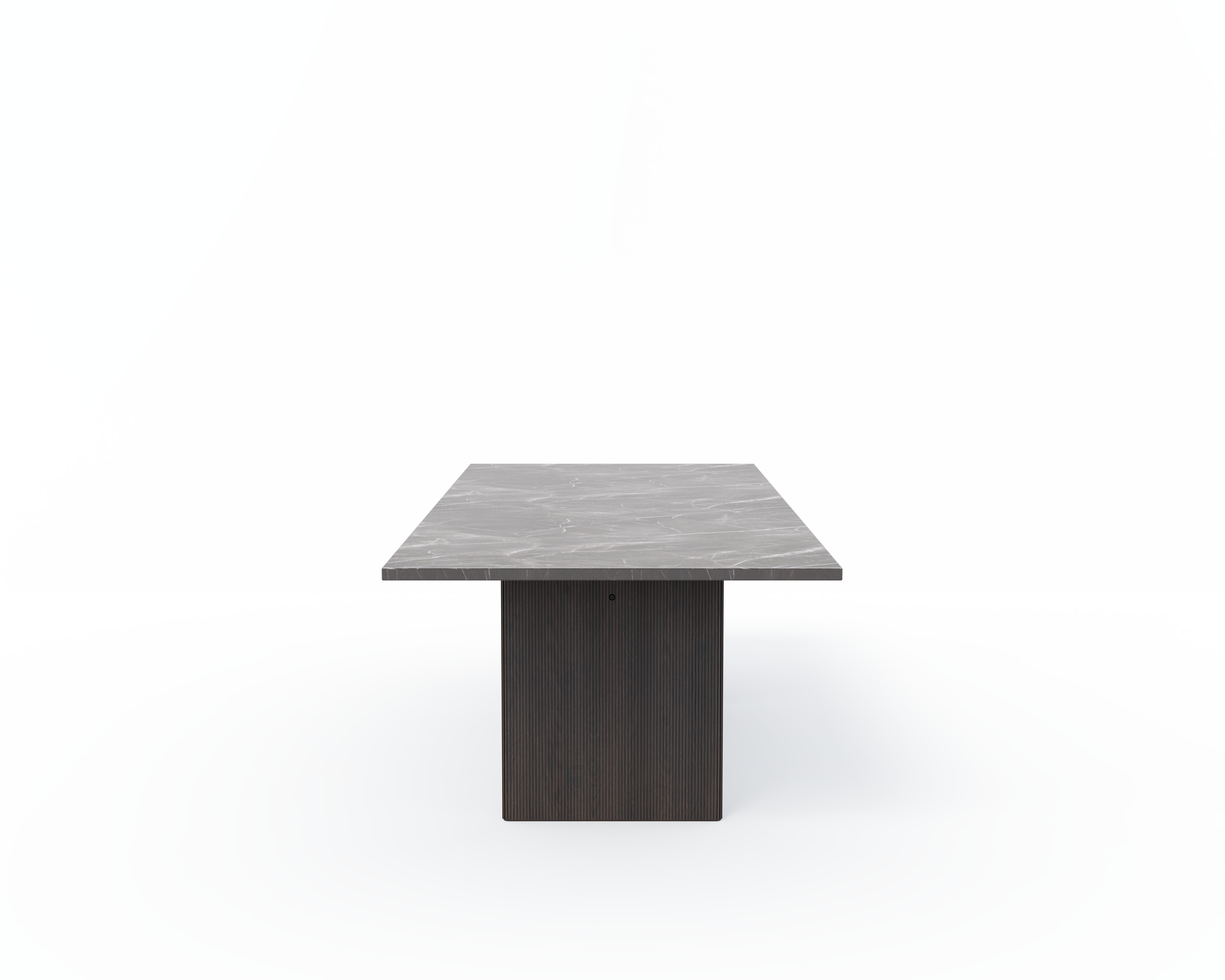 Tafel CABIN grijs marmeren blad met donkere eiken basis