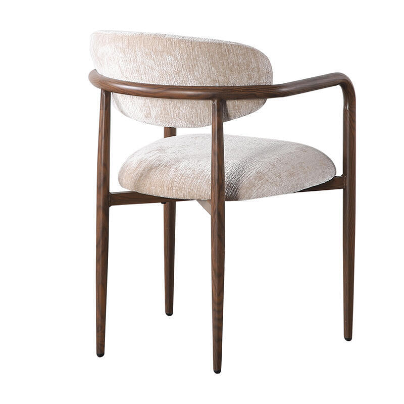 Fauteuil met armleuningen SAKE beige met een donkere houten basis