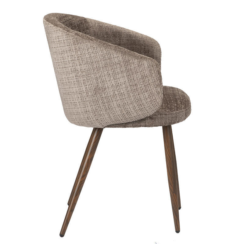 Stuhl LUNA taupe mit dunklem Holzgestell