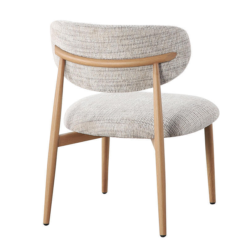 JAPANDI fauteuil grijsbeige met houten basis