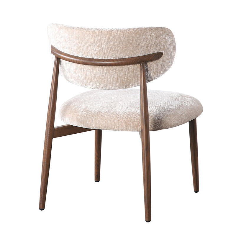 Beige JAPANDI Sessel mit dunklem Holzgestell