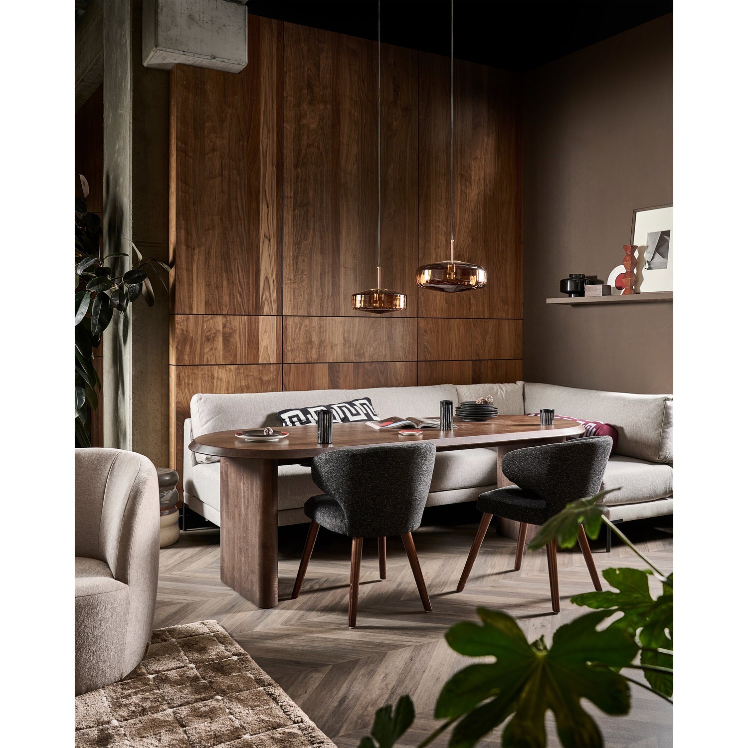 Szezlong rechts COUPLE DINING BENCH grijs