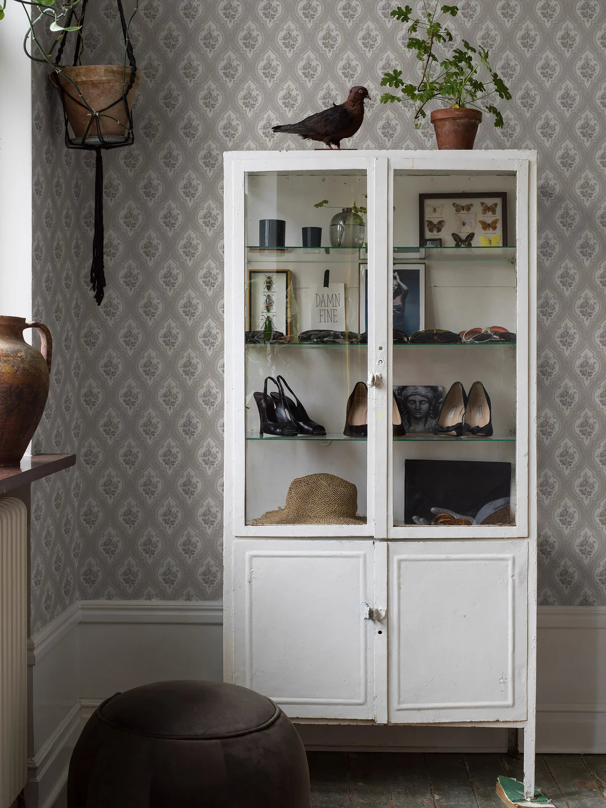 Beige wandtapijt met plantenmotief ETERNAL FLOWER