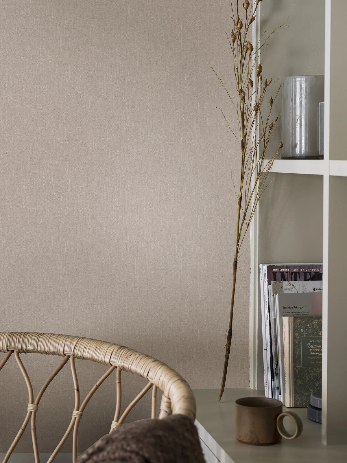 Structuurbehang dat linnen imiteert LINEN - SOFT BLUSH lichtroze