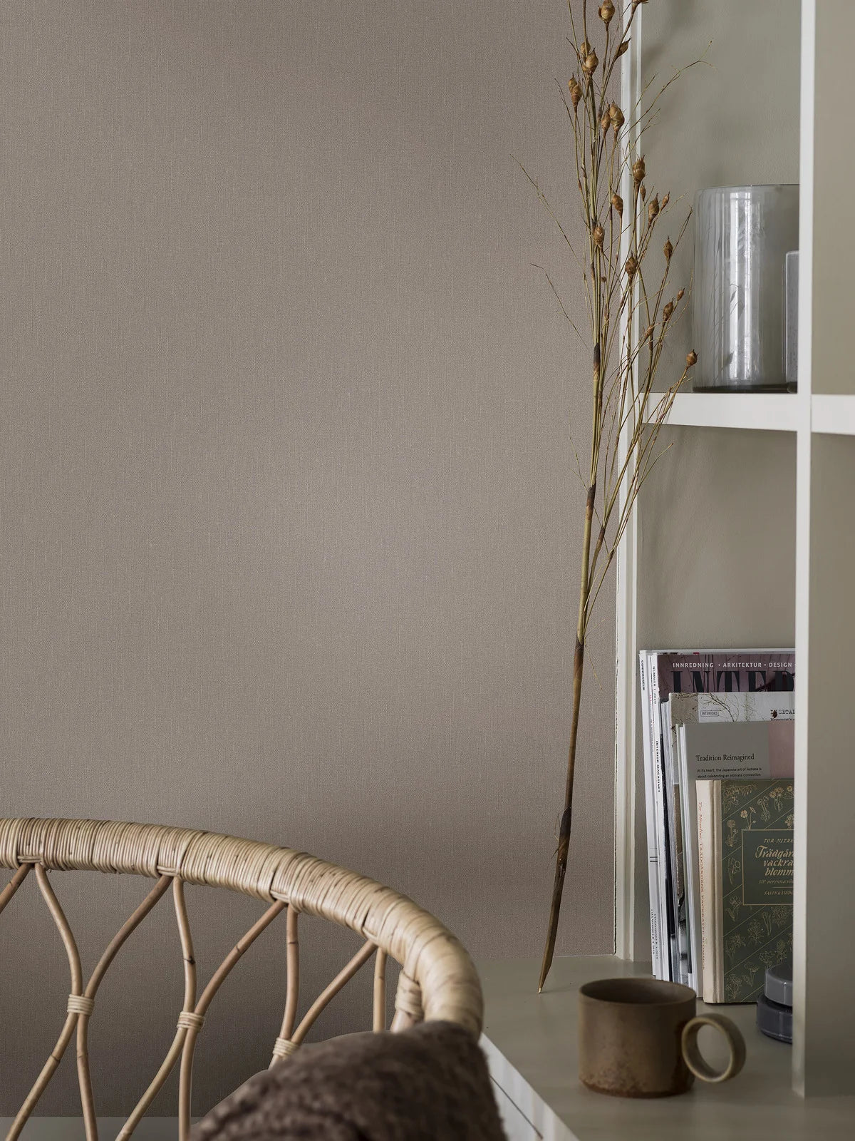 Structuurbehang dat linnen imiteert LINEN - HEATHER grijs