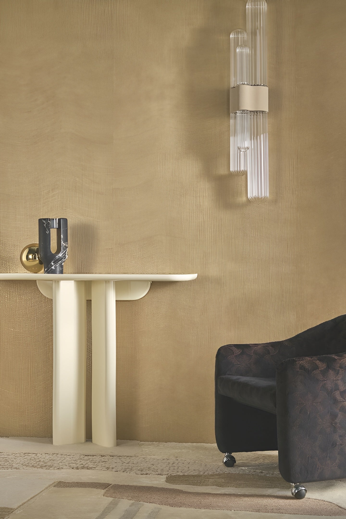 Metallic Structural Wallpaper in Waves KOTA - GRIS PERLE Gray Pearl