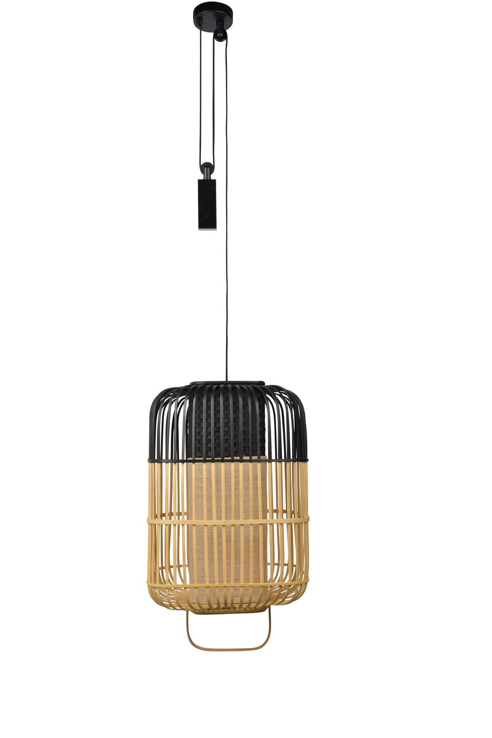 Quadratische Hanglampe Bambus schwarz