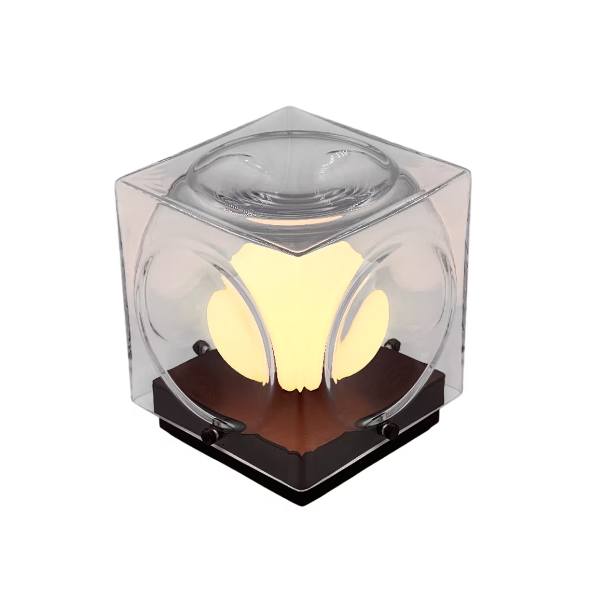 Draagbare lamp CHANT met glazen kap en bronzen voet