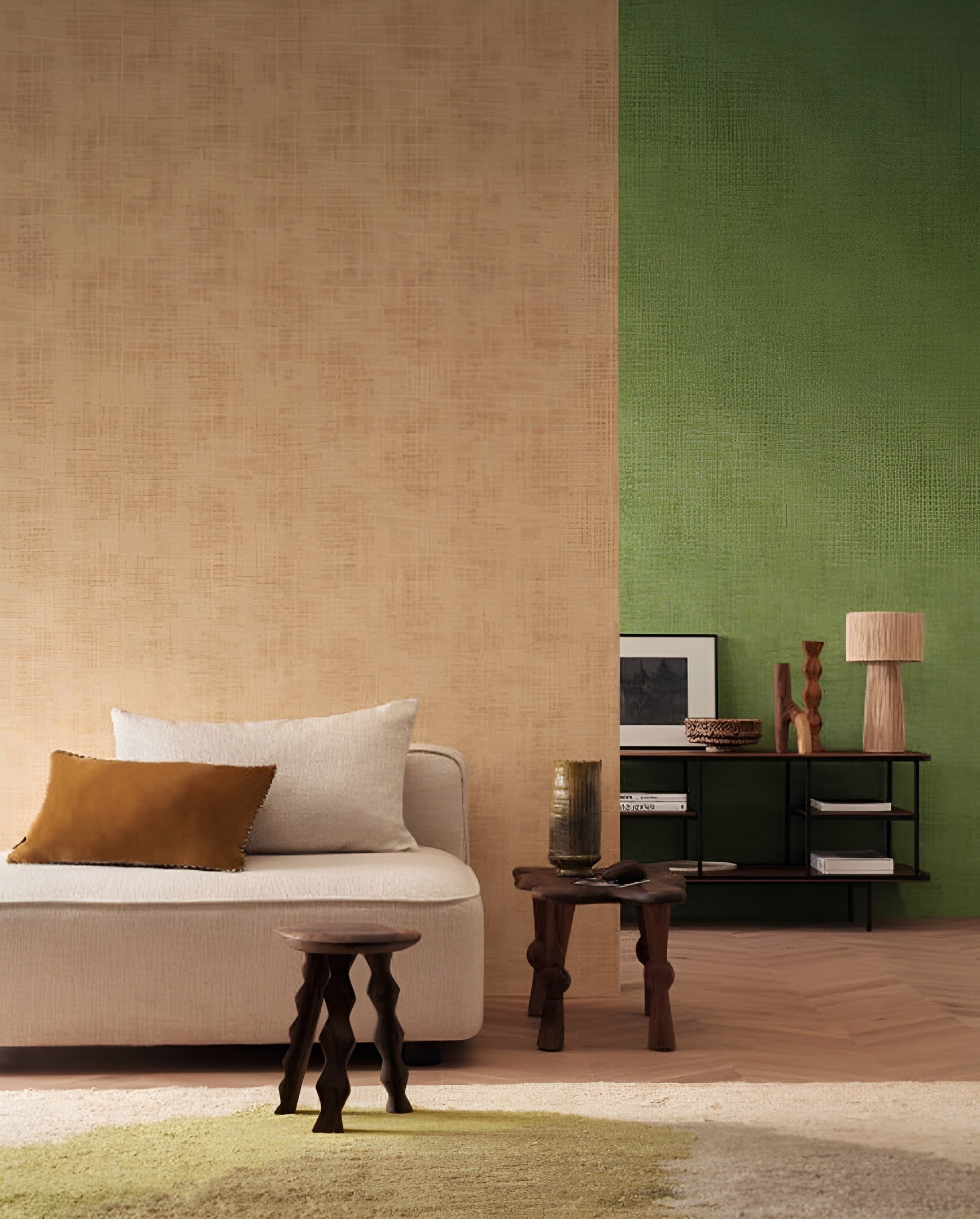 Structural wallpaper imitating worn canvas JOHARA - ASH GREY