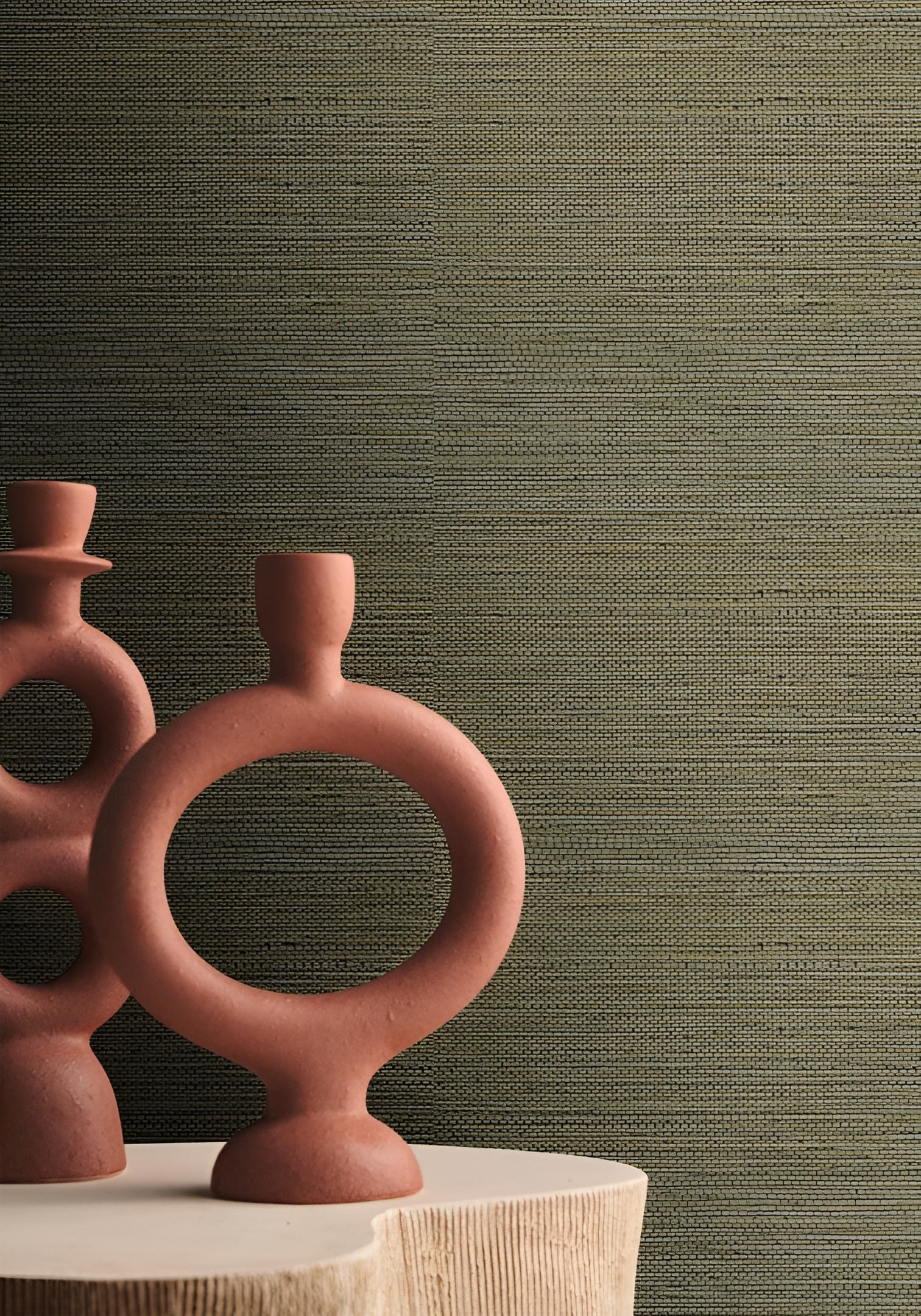 Structuurtapijt dat zeegrasvezels imiteert ZOSTERA - KAKI donkergroen