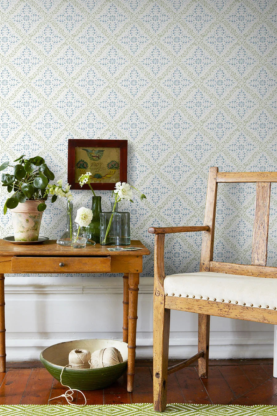 Vlies-Tapete mit abstraktem Muster NYBORG blau mit grün