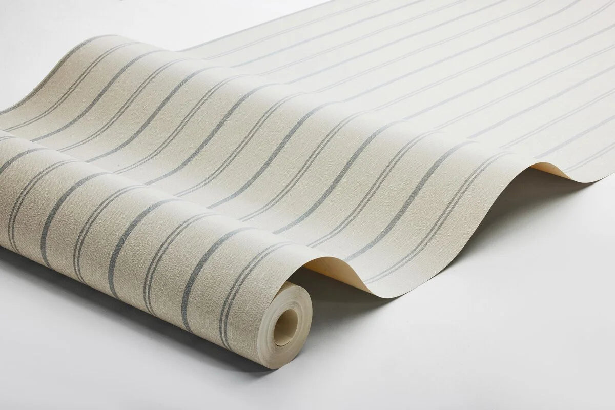 Tapeta w paski WOODLAND STRIPE ciemny beżowy z szarym na ścianę – Boråstapeter