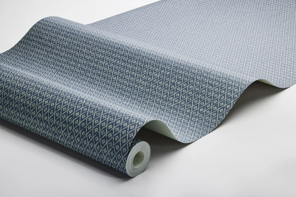 WILLOWHERB geometric pattern wallpaper in navy blue