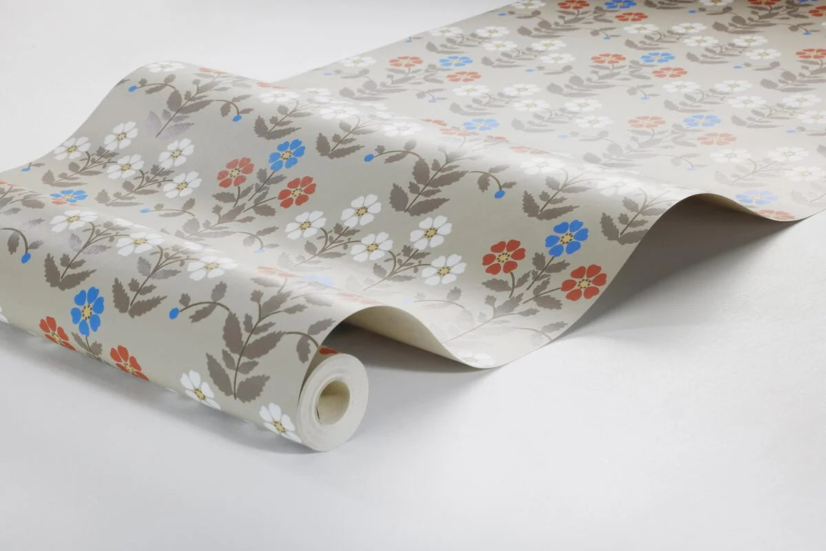 Beige wandtapijt met bloemenmotief SIPPOR bruin met rood