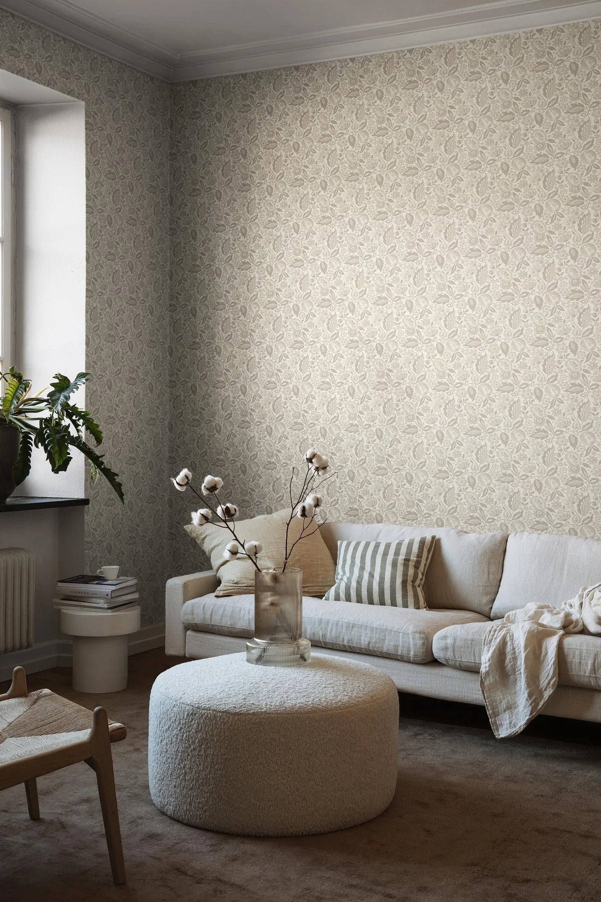 Tapete mit pflanzlichem Blumenmotiv ELISE beige