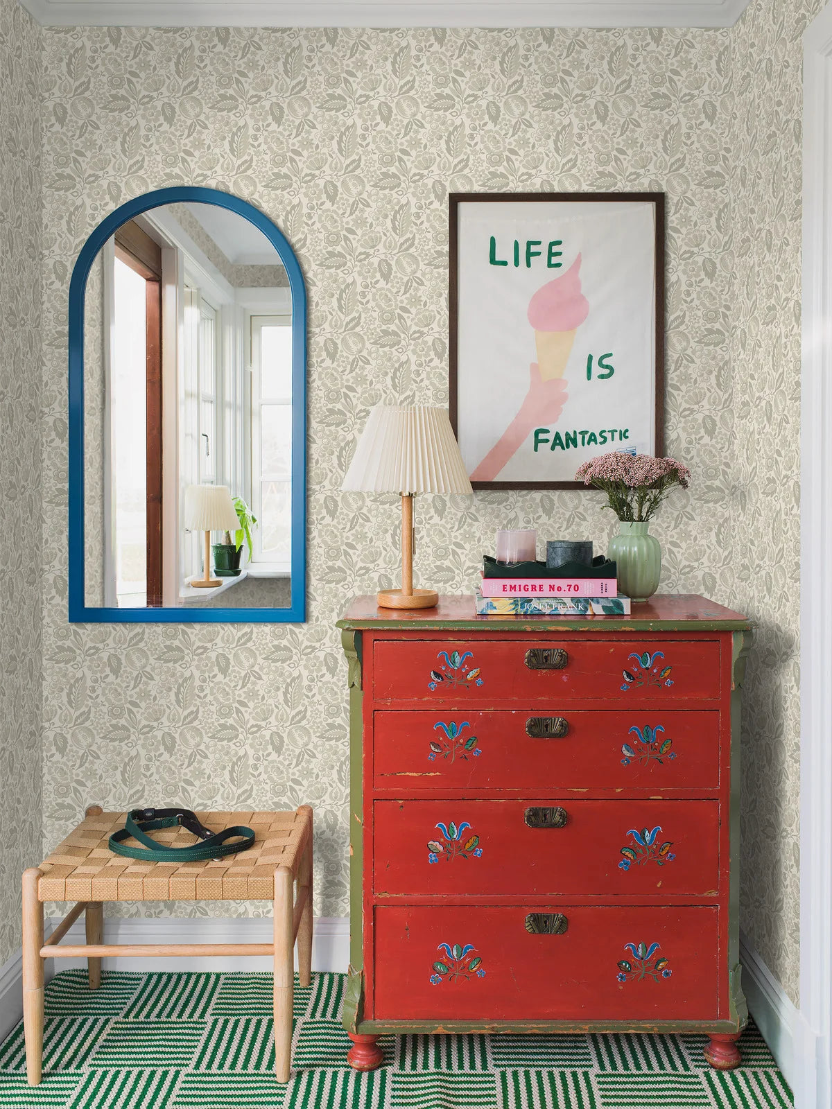 Tapete mit pflanzlichem Blumenmotiv ELISE beige