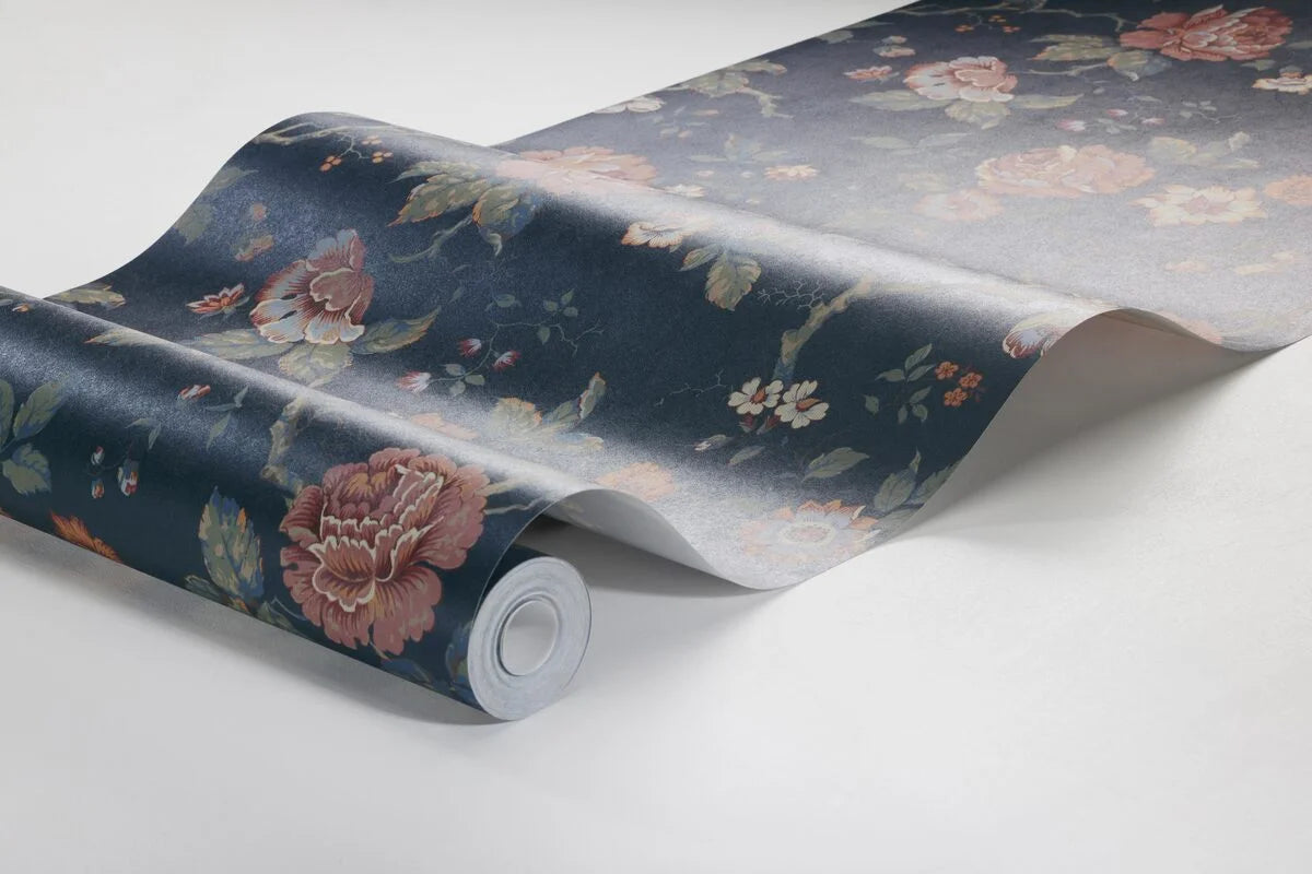 Behang met plantenmotief ROSENTRAD marineblauw