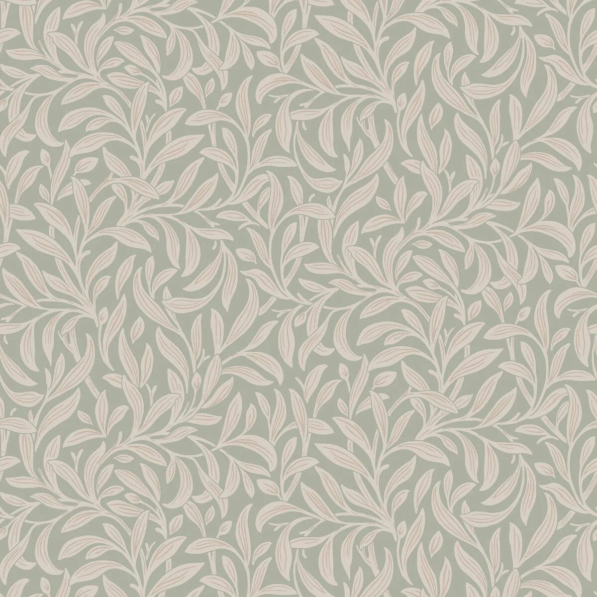 VINTERGRONA Gray Plant Motif Leaf Wallpaper with Beige